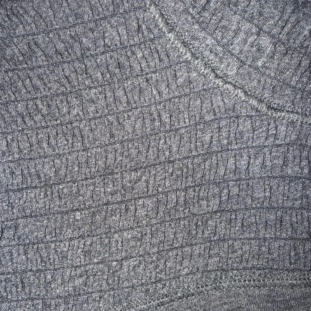 Free People Smocked Jersey Top High Neck Long Sleeve Charcoal Grey | Size Large - Picture 8 of 9